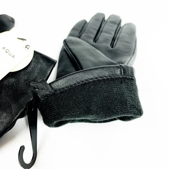 Aqua Leather Gloves w/ Red Suede Heart • Luxe Black NWT Gloves • Gift-Ready $129